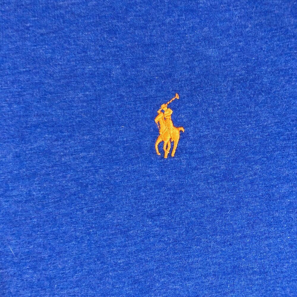Polo Ralph Lauren Shirt Mens Large Blue V-Neck Logo Preppy Tee Solid Pony Golf - Picture 2 of 7
